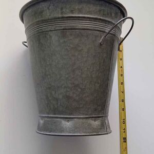 Rustic Wide Mouth Metal Flower Bucket Planter Farmhouse Wedding Decor